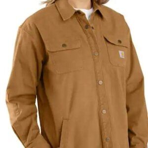 Carhartt Women's Rugged Flex Loose Fit Canvas Fleece-Lined Shirt Jacket